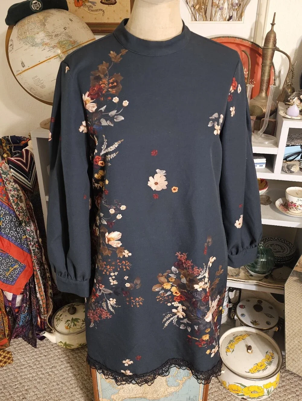 Zara Dark Green Fall Wedding Guest Dress - M - Picture 3 of 7